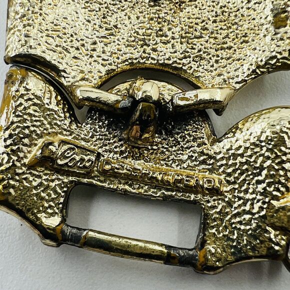 CORO PEGASUS Gold Tone And Enamel Panel Bracelet Fish Scale Vintage READ - Picture 6 of 10